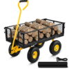 BENTISIM Steel Garden Cart, Heavy Duty 900 lbs Capacity, with Removable Mesh Sides to Convert into Flatbed, Utility Metal Wagon with 180° Rotating Handle and 10 in Tires, Perfect for Garden, Farm, Yar
