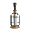 Mainstays Black Metal Cage Table Lamp with Wood Accents and Drum Shade, bulb included, 17"