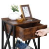 ZENSTYLE Set of 2 End Table Sofa Side Tables with X-Design Metal Frame for Bedroom Home Brown