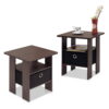Furinno Andrey End Table Nightstand with Bin Drawer, Set of 2, Dark Brown Furinno Andrey End Table Nightstand with Bin Drawer, Set of 2, Dark Brown