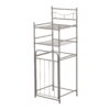 Mainstays 2 Shelves 10 lb Capacity Steel Storage Shelf Unit with Hamper, Satin Nickel Finish