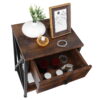 ZENSTYLE Set of 2 End Table Sofa Side Tables with X-Design Metal Frame for Bedroom Home Brown