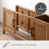 My Texas House Emma Wood and Cane TV Stand for TVs up to 65 inches, Light Oak, 5 minute Assembly