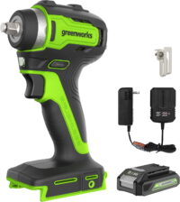 Greenworks 24V Brushless 3/8" Cordless Impact Wrench, 2.0Ah Battery and Compact Charger
