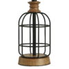 Mainstays Black Metal Cage Table Lamp with Wood Accents and Drum Shade, bulb included, 17"
