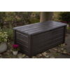 Keter Brightwood 120gal Weatherproof Patio Deck Storage Box Bench, Brown Keter Brightwood 120gal Weatherproof Patio Deck Storage Box Bench, Brown