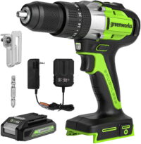 Greenworks 24V Cordless Brushless Hammer Drill Kit, 530 in./lbs Torque, with 2Ah Battery and Charger, 3706602