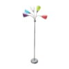 Mainstays 5 Light Floor Lamp, Silver Color with Multi Color Shades Made of Metal