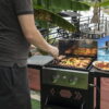 MF Studio 2-Burner Propane Grill and Griddle Cooking Station with Side Shelves Black