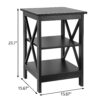 HomGarden 2 Pack 3-Tier End Table Square Wood Sofa Side Table, Black