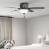 Hunter 52 inch Newsome Matte Black Low Profile Ceiling Fan with LED Light Kit and Pull Chain