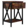 ZENSTYLE Set of 2 End Table Sofa Side Tables with X-Design Metal Frame for Bedroom Home Brown