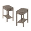 Furinno Classic Rectangular Side Table with Drawer, Set of 2, Rustic Oak