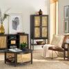 Better Homes & Gardens Springwood Caning Side Table, Charcoal Finish