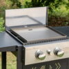 MF Studio 2-Burner Propane Grill and Griddle Cooking Station with Side Shelves Black