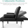 Best Choice Products Faux Leather Upholstered Modern Convertible Folding Futon Sofa Bed for Compact Living Space, Apartment, Dorm, Bonus Room w/Removable Armrests, Metal Legs, 2 Cupholders - Black