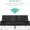 Best Choice Products Faux Leather Upholstered Modern Convertible Folding Futon Sofa Bed for Compact Living Space, Apartment, Dorm, Bonus Room w/Removable Armrests, Metal Legs, 2 Cupholders - Black