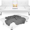 Best Choice Products Faux Leather Upholstered Modern Convertible Folding Futon Sofa Bed - White