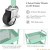 CAXXA 3-Tier Rolling Metal Storage Organizer - Mobile Utility Cart, Kitchen Cart with Caster Wheels (Aqua Green)