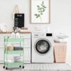 CAXXA 3-Tier Rolling Metal Storage Organizer - Mobile Utility Cart, Kitchen Cart with Caster Wheels (Aqua Green)