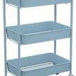CAXXA 3-Tier Rolling Metal Storage Organizer - Mobile Utility Cart with Caster Wheels, Blue