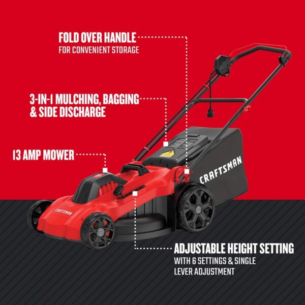 CRAFTSMAN Electric Lawn Mower, 20-Inch, Corded, 13-Ah (CMEMW213 ...