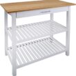 Casual Home Kitchen Island with Solid American Cherry Top, White & Cherry Natural