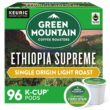 Green Mountain Coffee Roasters Ethiopia Supreme, Single-Serve Keurig K-Cup Pods, Light Roast Coffee, 96 Count