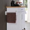 Hodedah Kitchen Island with Spice Rack, Towel Rack & Drawer, White with Beech Top, 15.5 x 35.5-44.9 x 35.2 inches Hodedah Kitchen Island with Spice Rack, Towel Rack & Drawer, White with Beech Top, 15.5 x 35.5-44.9 x 35.2 inches