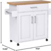 Hodedah Kitchen Island with Spice Rack, Towel Rack & Drawer, White with Beech Top, 15.5 x 35.5-44.9 x 35.2 inches Hodedah Kitchen Island with Spice Rack, Towel Rack & Drawer, White with Beech Top, 15.5 x 35.5-44.9 x 35.2 inches