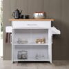 Hodedah Kitchen Island with Spice Rack, Towel Rack & Drawer, White with Beech Top, 15.5 x 35.5-44.9 x 35.2 inches Hodedah Kitchen Island with Spice Rack, Towel Rack & Drawer, White with Beech Top, 15.5 x 35.5-44.9 x 35.2 inches