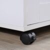 Hodedah Kitchen Island with Spice Rack, Towel Rack & Drawer, White with Beech Top, 15.5 x 35.5-44.9 x 35.2 inches Hodedah Kitchen Island with Spice Rack, Towel Rack & Drawer, White with Beech Top, 15.5 x 35.5-44.9 x 35.2 inches