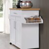 Hodedah Kitchen Island with Spice Rack, Towel Rack & Drawer, White with Beech Top, 15.5 x 35.5-44.9 x 35.2 inches Hodedah Kitchen Island with Spice Rack, Towel Rack & Drawer, White with Beech Top, 15.5 x 35.5-44.9 x 35.2 inches