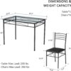 VECELO Dining Table with 4 Chairs 4 Placemats Included, Black VECELO Dining Table with 4 Chairs 4 Placemats Included, Black