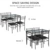 VECELO Dining Table with 4 Chairs 4 Placemats Included, Black VECELO Dining Table with 4 Chairs 4 Placemats Included, Black