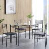 VECELO Dining Table with 4 Chairs 4 Placemats Included, Black VECELO Dining Table with 4 Chairs 4 Placemats Included, Black