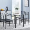 VECELO Dining Table with 4 Chairs 4 Placemats Included, Black VECELO Dining Table with 4 Chairs 4 Placemats Included, Black