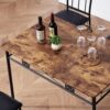 VECELO Kitchen Dining Room Table Sets for 4, 5 Piece Metal and Wood Rectangular Breakfast Nook, Dinette with Chairs, Retro-Brown