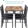 VECELO Kitchen Dining Room Table Sets for 4, 5 Piece Metal and Wood Rectangular Breakfast Nook, Dinette with Chairs, Retro-Brown