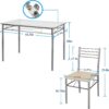 VECELO Kitchen Dining Room Table and Chairs 4, 5-Piece Dinette Sets, Space Saving (Silver), Silvery