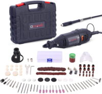 GOXAWEE 130W Rotary Tool Kit with MultiPro Keyless Chuck and Flex Shaft, 140pcs Accessories Variable Speed Electric Drill Set, for Handmade Crafting Projects and DIY Creations