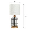 Mainstays Black Metal Cage Table Lamp with Wood Accents and Drum Shade, bulb included, 17"