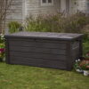Keter Westwood Outdoor Deck Storage Box for Yard Tools, 150 gal, Espresso, Resin