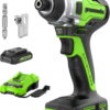 Greenworks 24V Brushless Impact Driver Kit, 2650 Inch-Pounds 3-Speed with 2Ah Battery and 2A Charger