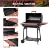 Royal Gourmet CC1830V 30" Barrel Charcoal Grill with Wood-Painted Side Table and Front Table