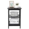 HomGarden 2 Pack 3-Tier End Table Square Wood Sofa Side Table, Black