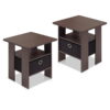 Furinno 2 Petite End Table Bedroom Night Stand - Set of Two, Gray/Black