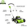 Greenworks 12 Amp 18-inch Corded Electric Walk-Behind Push Lawn Mower, 25012 Greenworks 12 Amp 18-inch Corded Electric Walk-Behind Push Lawn Mower, 25012
