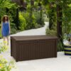 Keter Borneo Outdoor All-Weather 110 Gallon Plastic and Resin Deck Box, Brown