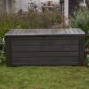 Keter Westwood Outdoor Deck Storage Box for Yard Tools, 150 gal, Espresso, Resin